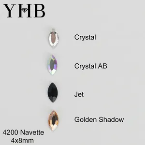 Strass thermocollants <span class=keywords><strong>YHB</strong></span> profilés 288 pièces, en verre pailleté, formes navette, goutte, lune, cœur, effet ombre dorée, à dos plat, pour vêtements et ongles DIY - Product Image 2