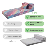 Matelas de sol futon pliable personnalisé arc-en-ciel à trois volets pour enfants mignon canapé-lit en mousse de PU souple pour tout-petits canapés pour bébés et enfants