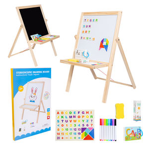 لوح رسم خشبي كلاسيكي <span class=keywords><strong>2</strong></span> في 1 مخصص للأطفال، ألعاب تعليمية مبكرة للأولاد والبنات - Product Image 2
