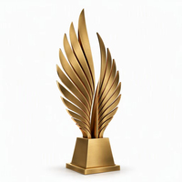Trophée Fontaine Métallique Doré Poli à Côtes Radiantes, Base Cylindrique Noire, Gravure Personnalisée, Impression UV, Récompense pour Cadeaux de Salon Professionnel