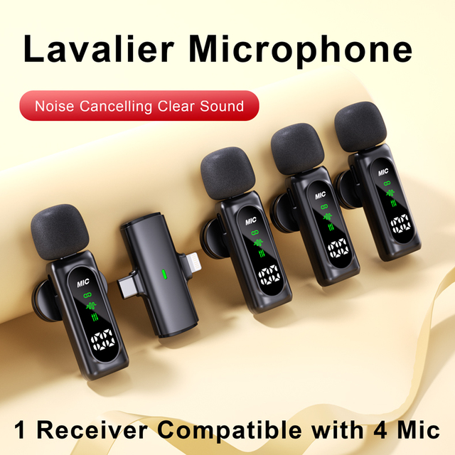 Factory Wireless Lapel Microphone Lavalier Tiny 4 Mini Noise Reduction Collar Clip for Vlog Record Magnetic One-to-Four