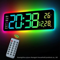 RGB-Ambientelicht Nachtlicht Großbildschirm Elektronische Wanduhr Nordischer Stil Digitaler Minimalistischer Wecker Plastik Geräuschloser Modus