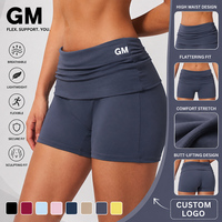 Shorts de sport GM personnalisés avec logo, taille haute, extensibles, sans couture avant, effet push-up, pour gym, fitness, entraînement, cyclisme et yoga