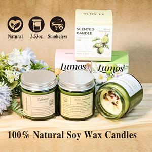 Ventes en gros d'emballages de parfums personnalisables, bougies aromatiques artisanales biologiques de 100 g dans un bocal en verre <span class=keywords><strong>vert</strong></span> armée pour la décoration des bars - Product Image 2