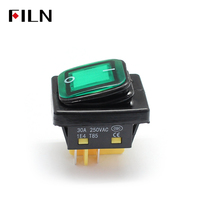 Interruptor basculante iluminado FLIN 22*30 30A 220V con LED 12V Mini DC Botón de parada de emergencia Función de encendido y apagado