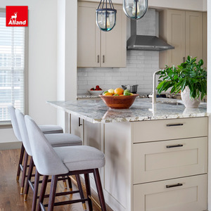 AllandCabinet Set di Mobili da Cucina Moderni Europei a Forma di <span class=keywords><strong>L</strong></span>, Isola da Cucina in <span class=keywords><strong>Legno</strong></span> con Finitura Laccata Beige per Appartamenti - Product Image 2