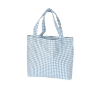 Sac fourre-tout portable en coton à carreaux 2026, grande capacité, ouverture supérieure, pour rangement quotidien, maquillage et cosmétiques