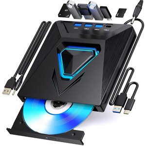 USB3.0 Portable CD DVD ROM avec ports USB/Type-C + SD/TF 7 en 1 graveur de lecteur pour/Linux <span class=keywords><strong>Windows</strong></span> <span class=keywords><strong>XP</strong></span>/<span class=keywords><strong>10</strong></span>/8/7 ordinateur portable - Product Image 1