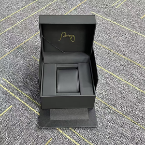 Boîte <span class=keywords><strong>à</strong></span> <span class=keywords><strong>montre</strong></span> <span class=keywords><strong>en</strong></span> <span class=keywords><strong>cuir</strong></span> noir haut de gamme avec logo estampé <span class=keywords><strong>à</strong></span> chaud exquis pour le rangement et le cadeau de montres - Product Image 6