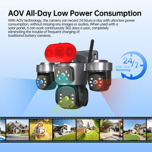 Caméra de sécurité solaire extérieure 4 objectifs 12MP panoramique <span class=keywords><strong>4G</strong></span>, vision nocturne couleur, alarme audiovisuelle, caméra IP sans fil, surveillance 24h/24 et 7j/7 - Product Image 3