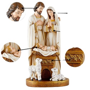 Statue de la Sainte Famille Décoration de Noël Catholique Chambre Jésus Né Marie <span class=keywords><strong>Joseph</strong></span> et Bébés Statue de Jésus - Product Image 1