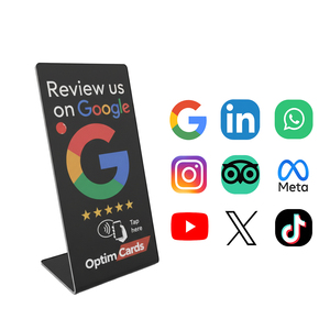 Expositor de Tarjetas NFC NTAG213/215/216 de Alta Calidad con Código <span class=keywords><strong>QR</strong></span> Personalizado, Expositor de Tarjetas RFID NFC Acrílico Transparente en Forma de L para Reseñas de Google - Product Image 2