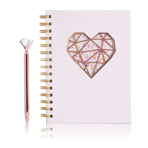 LABON Pink Notebook Journal With Pen Set - Cute Spiral Notebook Dream Journal For Women And Teen Girls