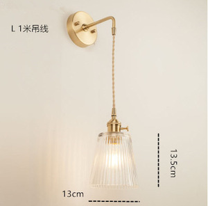 Lámpara de pared de latón para Dropshipping en Shopify, de cristal y hierro, para mesita de noche, baño, guardarropa, luz de fondo, en bronce antiguo, oro y plata. - Product Image 5