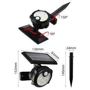 Lampe murale solaire extérieure étanche avec détecteur de mouvement IP65 pour jardin, allée, cour, éclairage de rue, style à brancher - Product Image 4