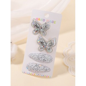 Ensemble d'accessoires pour cheveux pour enfants, avec pinces à cheveux papillon en relief, en tissu coloré, à paillettes de cristal et à motifs de dessins animés - Product Image 5