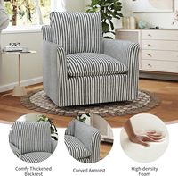 Fauteuil d'appoint carré pivotant INZOY de style moderne du milieu du siècle, avec dossier rembourré épais, ergonomique, gain de place, en tissu, pieds droits