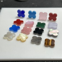 Dubai Wholesale Gems Heavy Clover Stone 13x13x2.1mnm 1.2g Pink Mop Shell Cut Flower Shape for Jewelry Decoration With Zircon