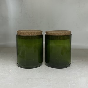 Tùy Chỉnh Sang Trọng Cắt Rượu Vang Chai Màu Xanh Lá Cây Nến Container Lọ Thủy Tinh Với Gỗ Có Nắp Đậy 10Oz 300Ml Vòng Nến Chủ Lọ Thủy Tinh - Product Image 2