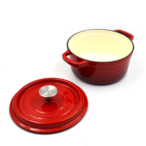 Casserole ronde émaillée vintage classique HOMEFELT Chef's, <span class=keywords><strong>en</strong></span> <span class=keywords><strong>fonte</strong></span>, avec couvercle, écologique, modèle PT02, rouge cardinal - Product Image 6