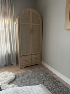 Ropero Arqueado de Madera con 2 <span class=keywords><strong>Puertas</strong></span> de Ratán para Colgar Ropa en el Dormitorio, Venta al Por Mayor Directo de Fábrica - Product Image 6