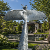 Sculpture d'ange abstraite moderne en acier inoxydable BLVE, grande taille, figurine féminine ailée, art pour l'aménagement paysager des places urbaines