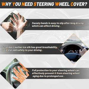 Factory Price 15 Inch Microfiber Leather Steering Wheel Cover Universal Anti-Slip <b>Car</b> <b>Interior</b> Accessory Breathable - Product Image 6