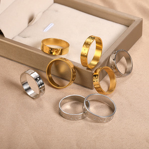 Go Party Dainty bijoux en acier inoxydable plaqué or 18K lune et étoile bague de pouce gravure planète bagues femmes hommes Couples - Product Image 4