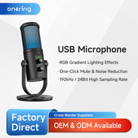 Microphone Yarmee à réduction de bruit intégrée, cardioïde, avec éclairage LED et surveillance zéro-latence pour studio, podcast et enregistrement vocal