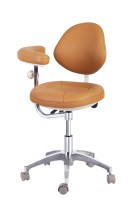 HOCHEY Tabouret mobile de médecin en cuir PU à hauteur réglable avec commande au pied Chaises avec dossier d'accoudoir pivotant à vendre