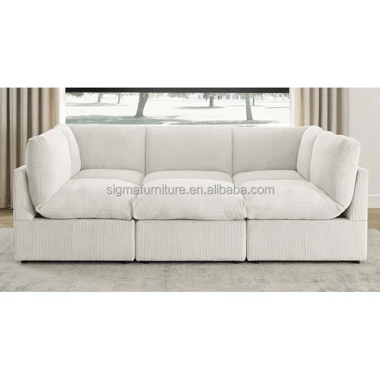 luxury boucle upholstered velvet sectional sofa set promotion modular sofa with ottoman