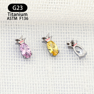 Clous d'oreille en titane G23 en forme d'ananas, 7,2 mm, sertis de zircon, pour piercing du cartilage - Product Image 3