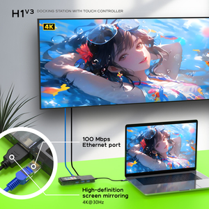 H1 8 cổng Type-C Dock với màn hình LCD cảm ứng | dòng Dock Chế Độ + chế độ hình nền | 4k, 100W PD, USB Hub, RJ45, SD/TF Đầu Đọc Thẻ - Product Image 6