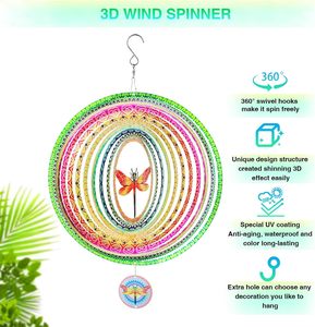 Molinillo de Viento 3D para Interiores y Exteriores, Decoración de Metal para Jardín, Adornos de Dragón de 12 Pulgadas, Molinillo de Viento Multicolor con Diseño de Sol y Luna - Product Image 3