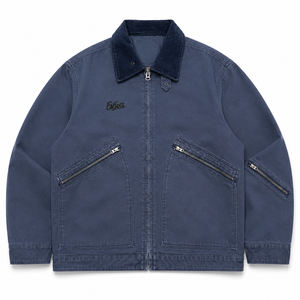Heavyweight 400GSM Canvas <strong>Trucker</strong> <strong>Jacket</strong> <strong>Men</strong> Vintage Washed Corduroy Collar Streetwear OEM Factory Custom Boxy Oversize Workwear - Product Image 1