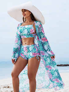 Nieuwe Europese en Amerikaanse mode, <span class=keywords><strong>high</strong></span>-end sexy, meerkleurig bedrukte 3-delige <span class=keywords><strong>bikini</strong></span> dameszwemkleding - Product Image 4