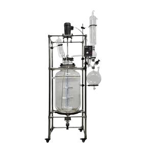 Reactor de vidrio encamisado de doble capa con agitación para destilación rotatoria al vacío y termocracking - Product Image 1