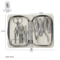 Juego de Herramientas de Manicura de Alta Gama Longhui, Alicates de Belleza para Recortar Uñas, Empaque Básico de 12 Piezas, Kit de Manicura