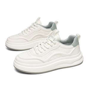 Zapatillas de Plataforma Blancas de Primera Calidad, Transpirables, de Malla y Cuero Perforado, Casuales, para Caminar, Unisex, Primavera/Invierno - Product Image 3