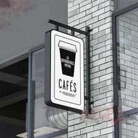Boîte à lumière LED carrée personnalisée pour hôtels, publicité extérieure, source lumineuse, enseigne 3D en acrylique, métal suspendu en aluminium, commerce international