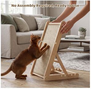 Grattoir à chat en sisal personnalisé de 31 pouces, planche à gratter pour chat en bois avec 5 hauteurs réglables, tapis en sisal, plateau à gratter incliné pour l'intérieur - Product Image 5