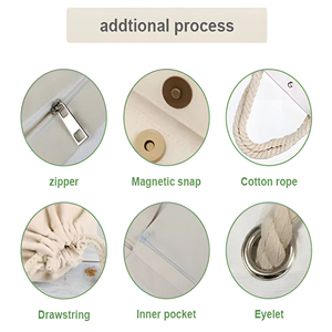 Ucuz Dayanıklı Yıkanabilir Düşük Minimum Sipariş Adedi Sade Geri Dönüştürülmüş Pamuklu Alışveriş Bez Çantası Fermuarlı Özel Logolu - Product Image 5