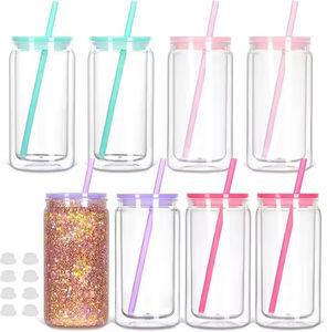 Vendita calda all'ingrosso 16oz doppia parete globo di neve acrilico in plastica può <span class=keywords><strong>Tumbler</strong></span> con coperchio e paglia - Product Image 1