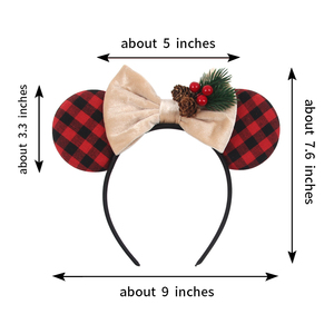 Serre-tête à oreilles de souris à sequins et nœud à carreaux, collection Noël, pour femmes et filles, idéal pour les fêtes de Noël - Vente chaude - Product Image 5