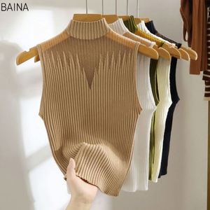 Vente en gros – Nouveau style décontracté d'été – Gilet sans manches tricoté pour femme, coupe ajustée, col semi-montant, style rétro - Product Image 3