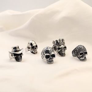Cincin tengkorak punk Gotik pria dan wanita, cincin tengkorak gaya baru bahan baja tahan karat untuk pria dan wanita - Product Image 1