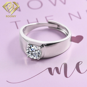 Anéis De Pedra 1ct Popular Design Homens Anel de Rodada Moissanite Anel De Prata <span class=keywords><strong>Real</strong></span> - Product Image 4
