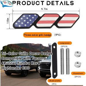 สติ๊กเกอร์ติดรถยนต์ลายกระจังหน้าสามสี อะคริลิค สำหรับ Toyota Tacoma 4Runner <span class=keywords><strong>Tundra</strong></span> RAV4 Highlander อุปกรณ์ตกแต่งรถยนต์ EOD - Product Image 1