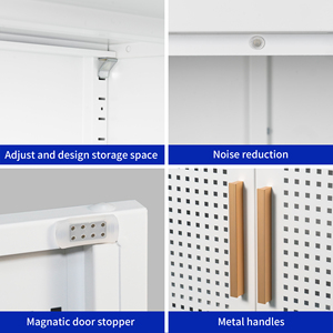 Metal Storage Cabinet 2 Doors 2 Adjustable <b>Shelves</b> Steel File Cabinet for Home Office - Product Image 5