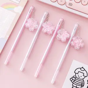 Wholesale High Value Pink Sakura Cherry Blossom Pendant Flower Sequin Cute Writing Gel Pen